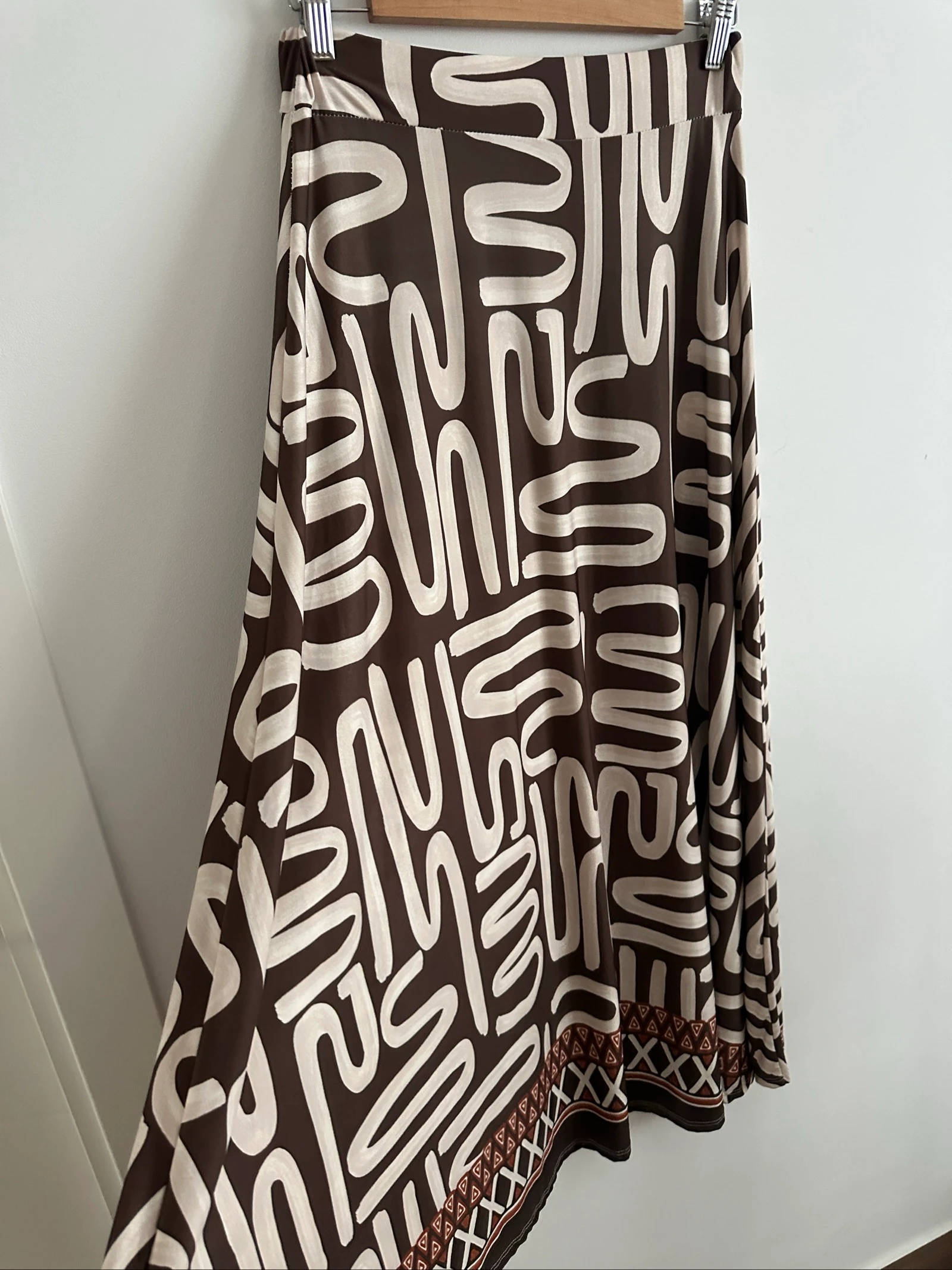 Boho Long Skirt Ethnic Print Brown / Maxi Elastic Skirt Size M – photo 2